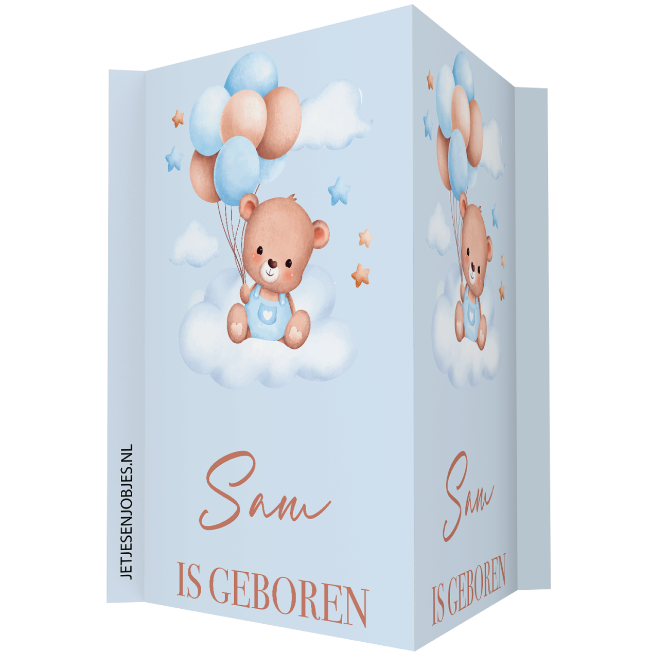 Geboortebord XL beer met ballonnen blauw