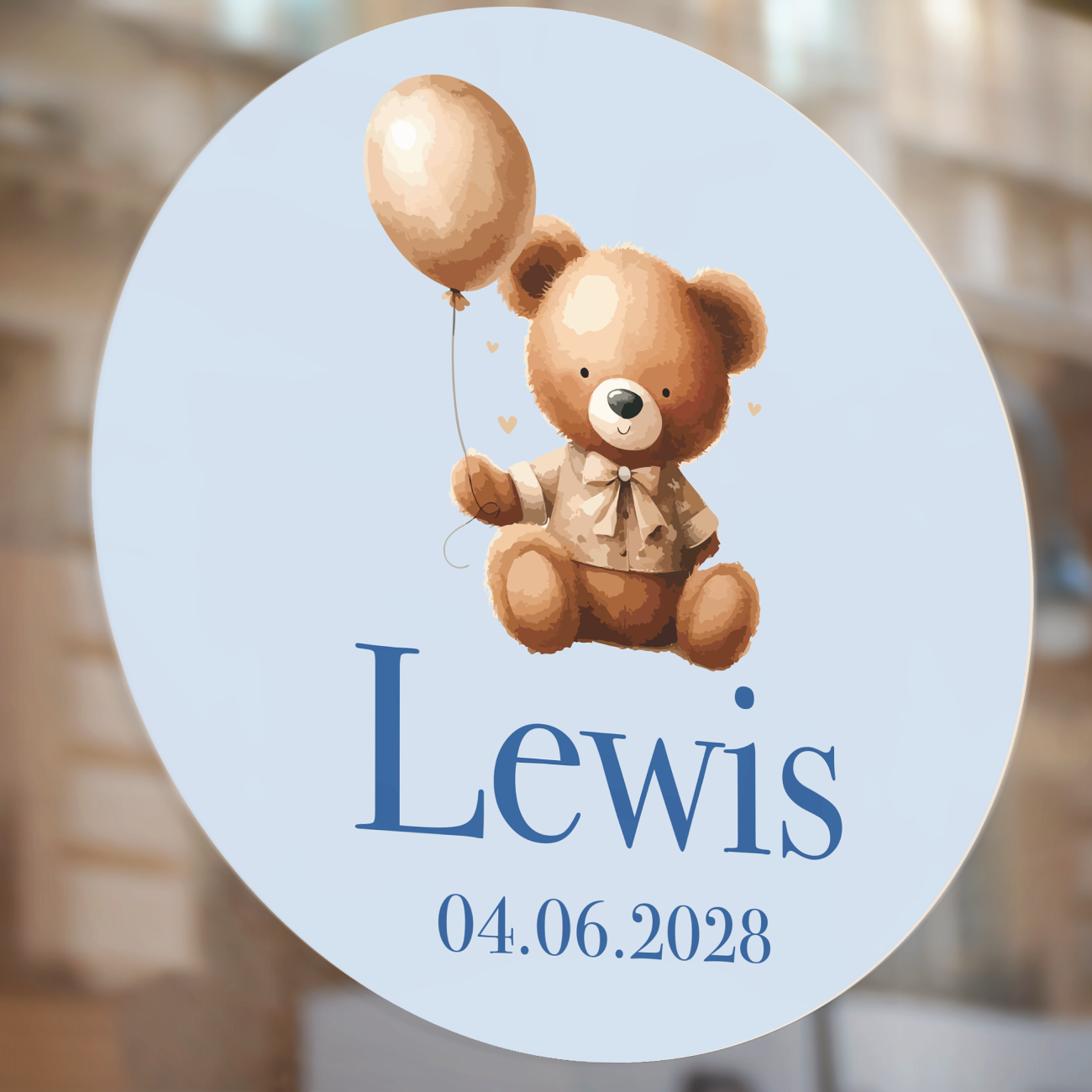 Geboorte Raamsticker Teddy Bear Jongen met Naam | 4 Formaten