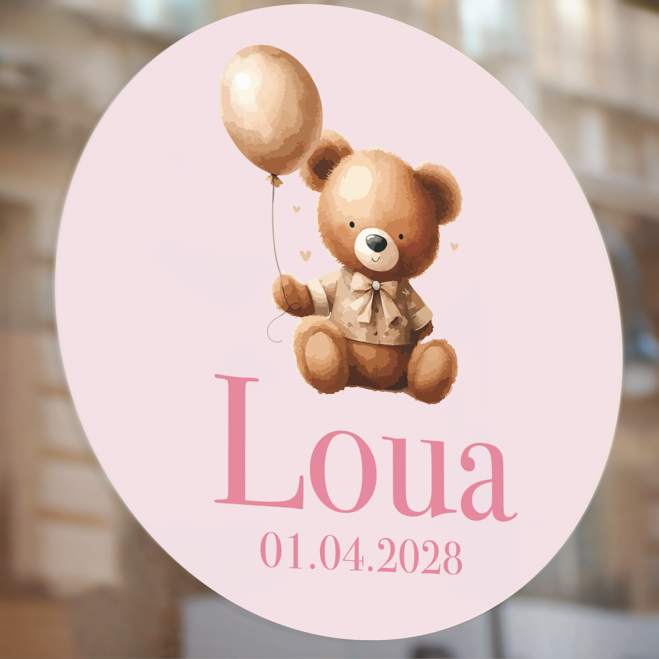 Geboorte Raamsticker Teddy Bear Meisje met Naam | 4 Formaten