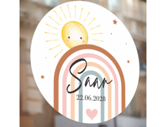 Raamsticker Geboorte Regenboog Boho