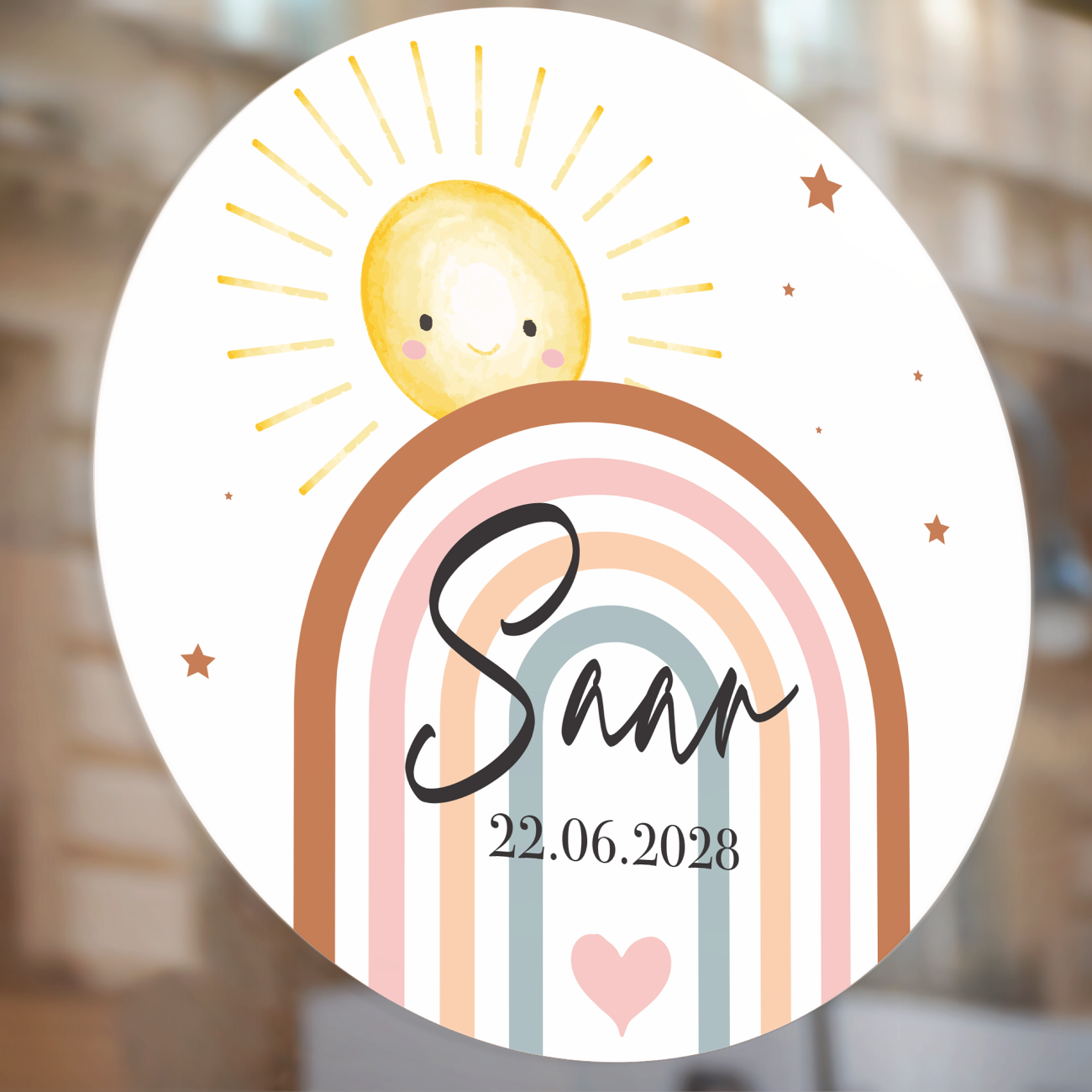 Geboorte Raamsticker Regenboog Boho met Naam | 4 Formaten