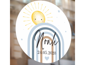 Raamsticker geboorte Regenboog Blauw