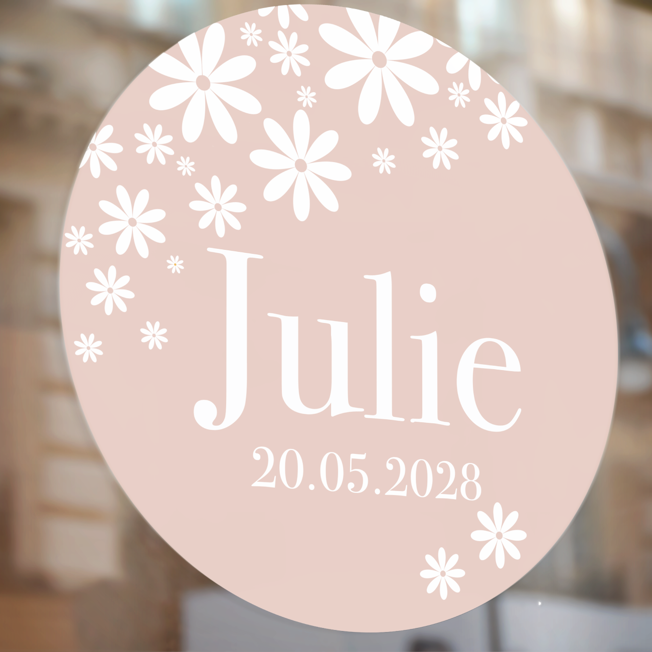 Raamsticker geboorte Daisy Blush