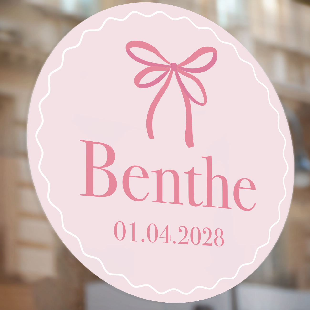 Geboorte Raamsticker Pink Bow met Naam | 4 Formaten
