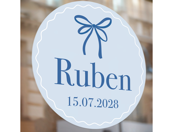 Raamsticker geboorte Blue Bow