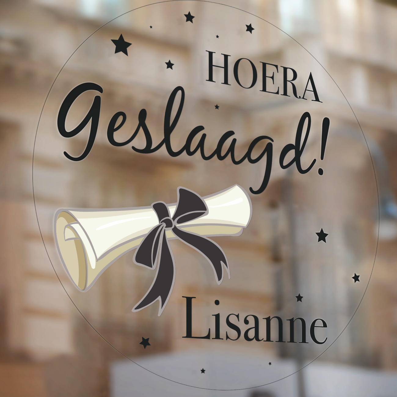 Raamsticker Geslaagd  Diploma