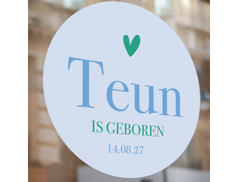 Geboorte raamsticker color blocking blue and green