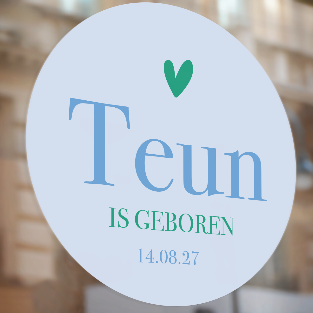 Geboorte raamsticker color blocking blue and green