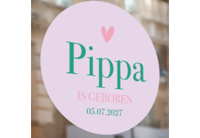 Geboorte raamsticker color blocking pink and green