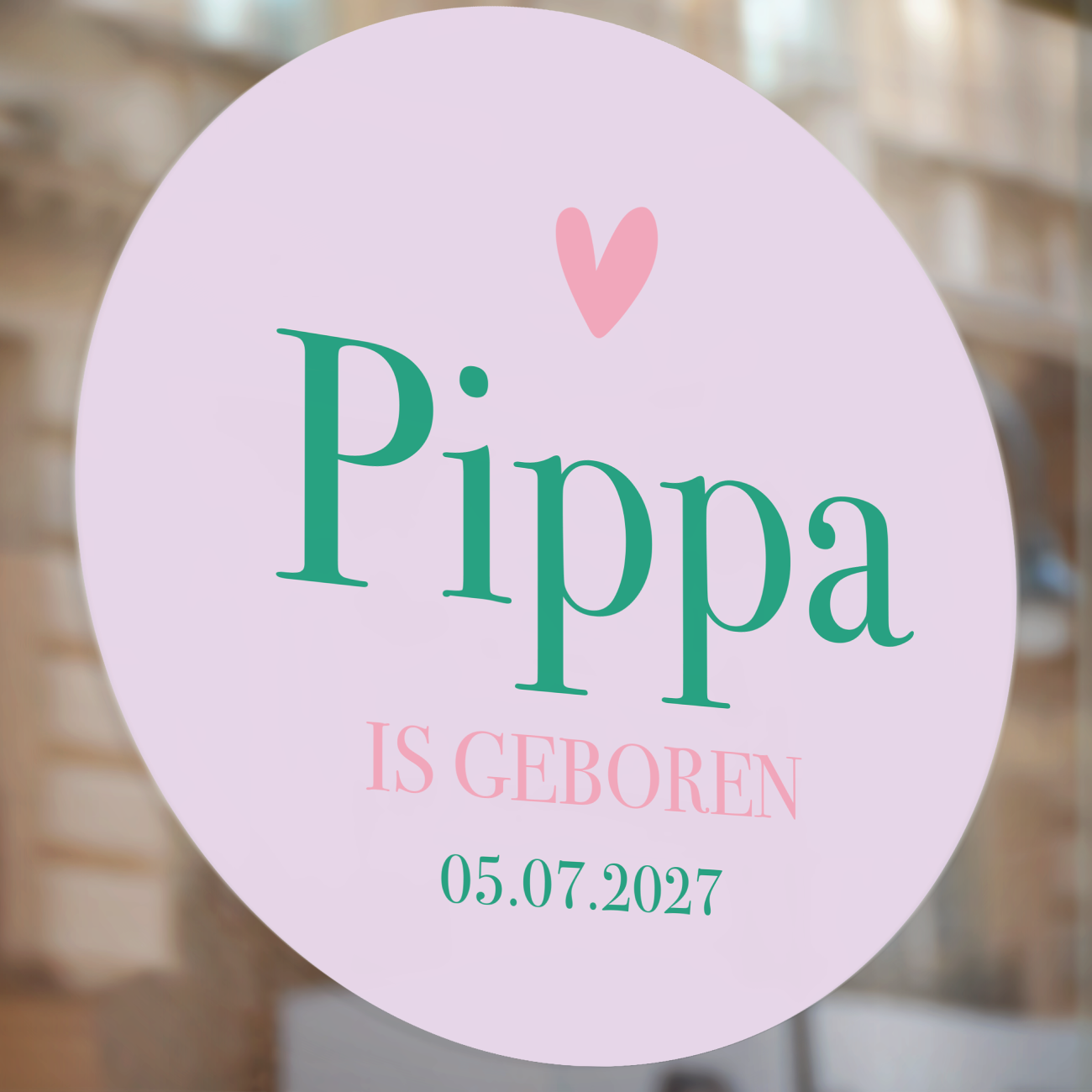 Geboorte raamsticker color blocking pink and green
