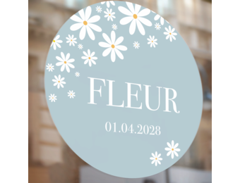 Raamsticker geboorte Daisy Blue