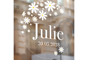 Geboorte raamsticker Ditsy Daisy met naam
