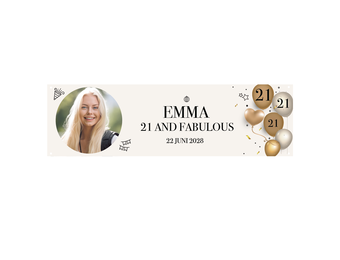 Spandoek Verjaardag 21 jaar met ballonnen