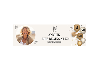 Spandoek Verjaardag 50 jaar met ballonnen