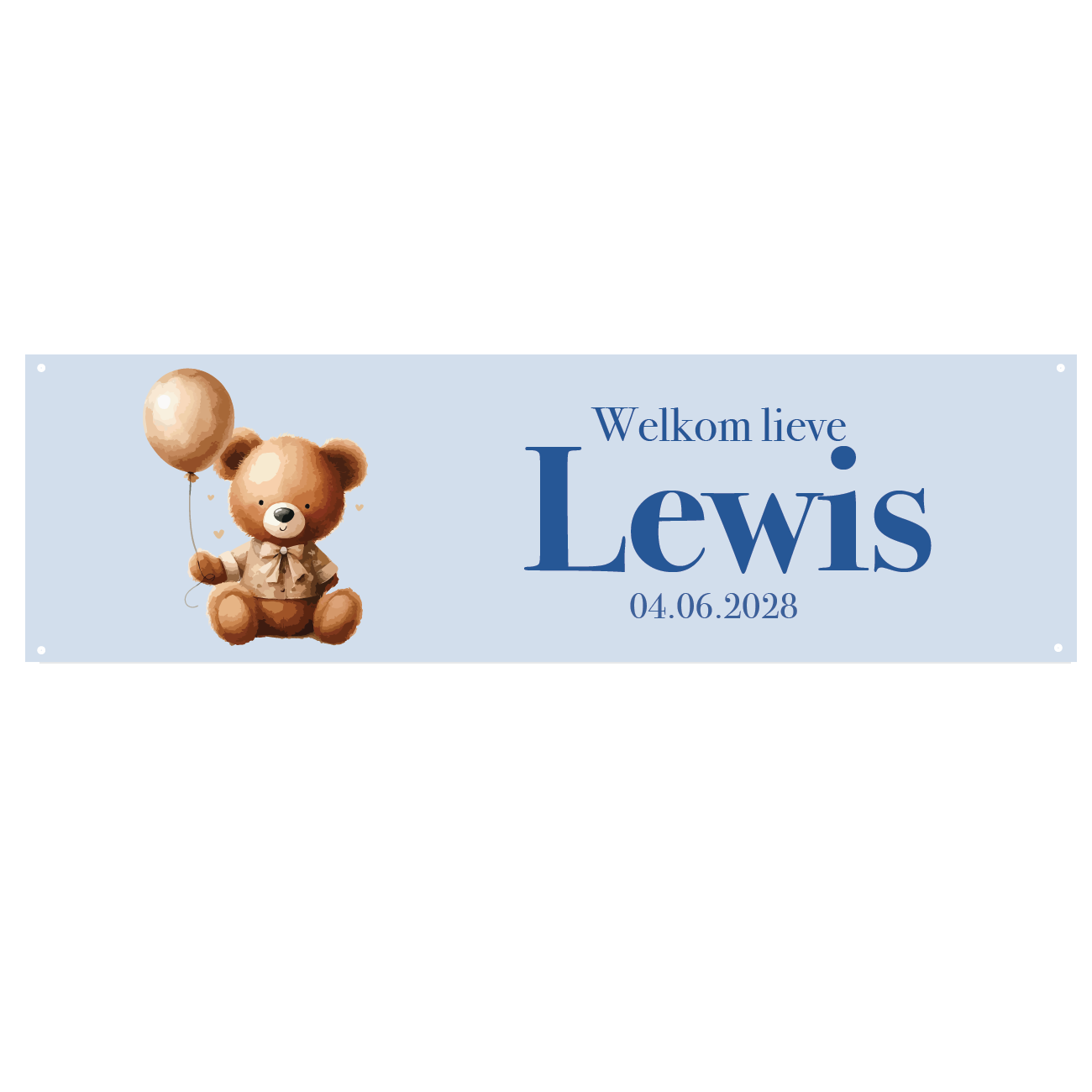 Spandoek Geboorte Teddy Bear Blauw