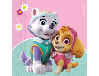 Paw Patrol Pink servetten Skye & Everest (20st)