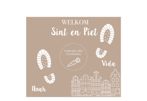 Sinterklaas Schoenzet mat Beige met Naam (herbruikbaar)