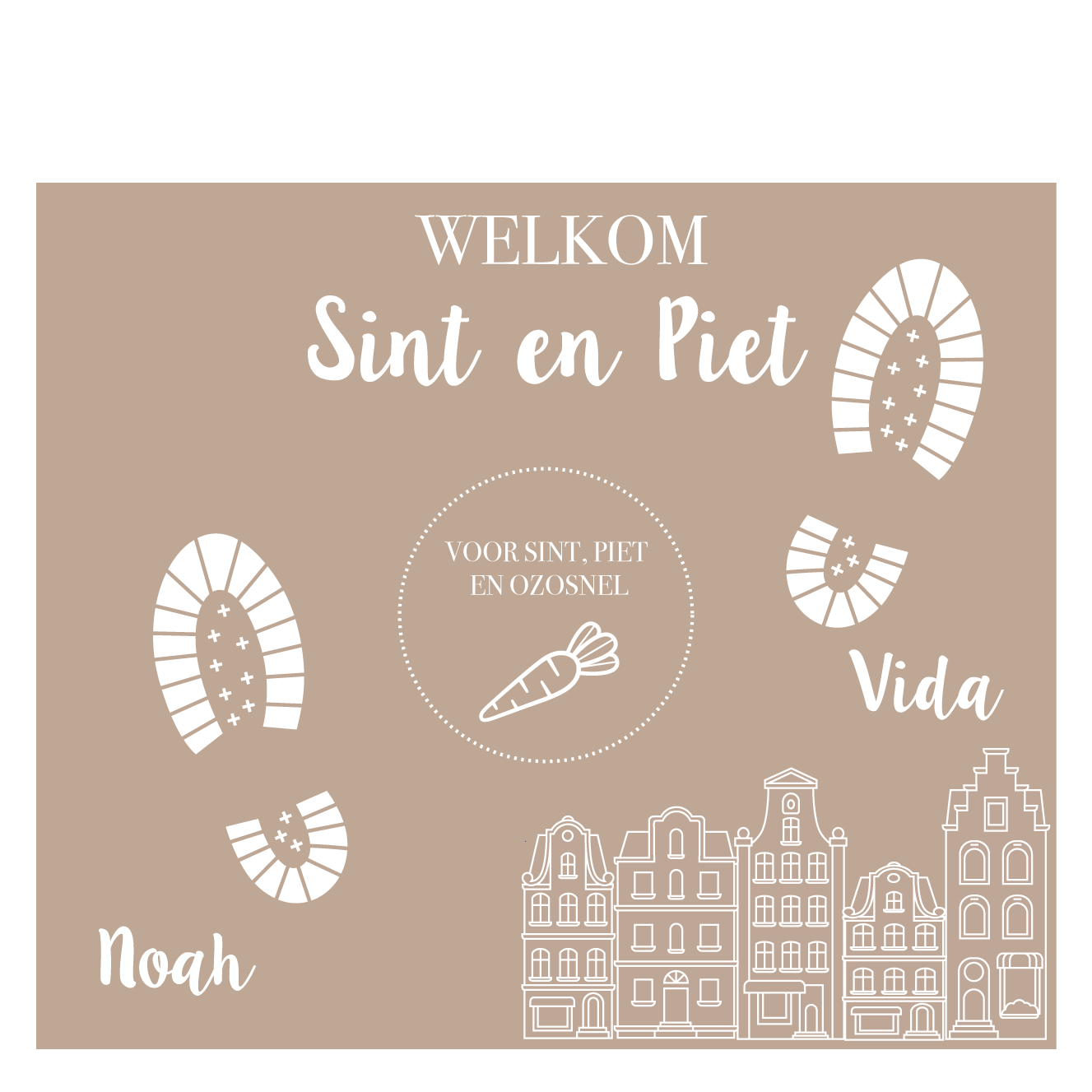 Sinterklaas Schoenzet mat Beige met Naam (herbruikbaar)