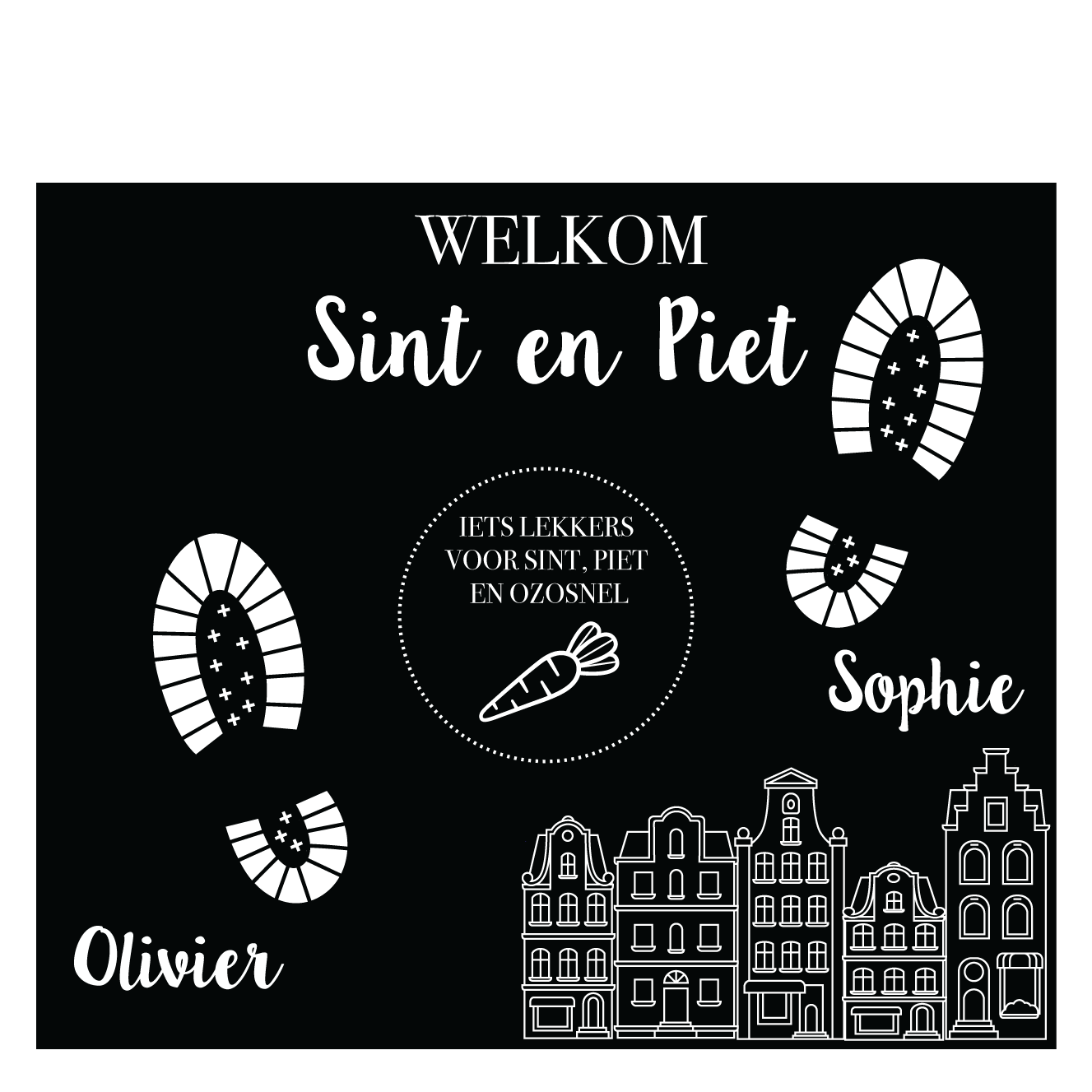 Sinterklaas Schoenzet mat zwart met Naam (herbruikbaar)