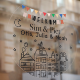 Sinterklaas raamsticker met naam - Welkom Sint & Piet