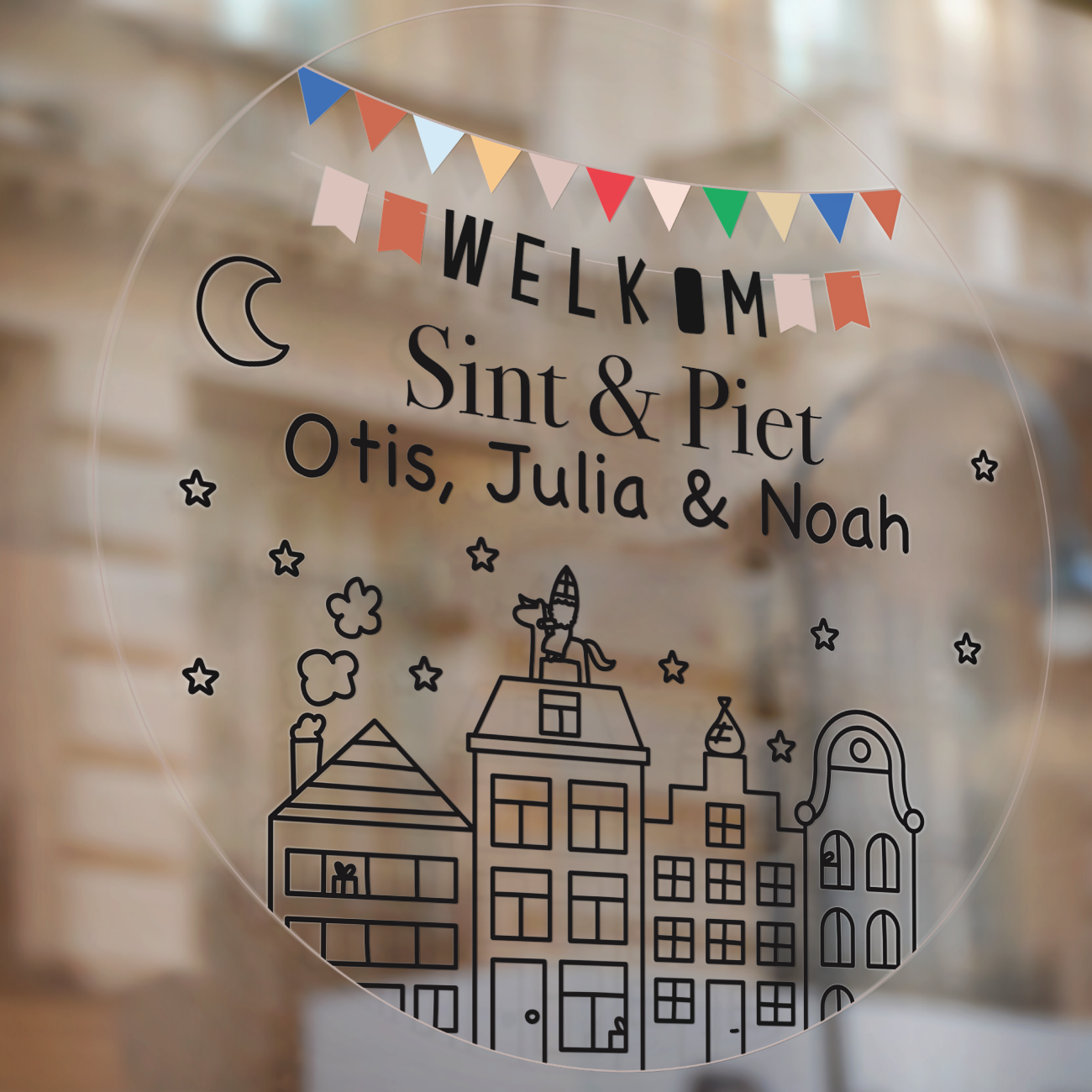 Sinterklaas raamsticker met naam - Welkom Sint & Piet