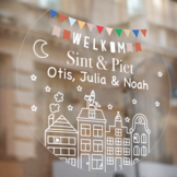 Sinterklaas raamsticker met naam - Welkom Sint & Piet