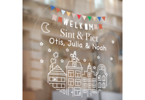 Sinterklaas raamsticker met naam - Welkom Sint & Piet