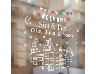 Raamsticker Welkom Sint & Piet (herbruikbaar)