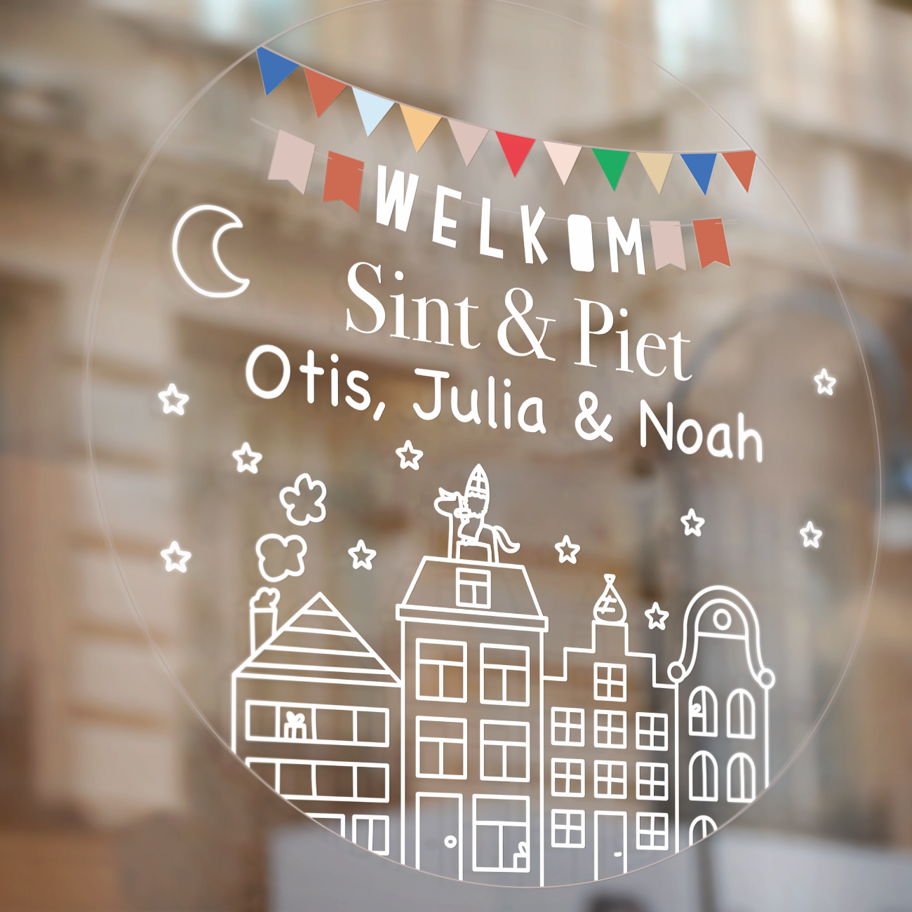 Sinterklaas raamsticker met naam - Welkom Sint & Piet