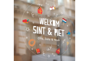 Sinterklaas raamsticker met naam - Icoontjes