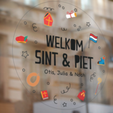Sinterklaas raamsticker met naam - Icoontjes