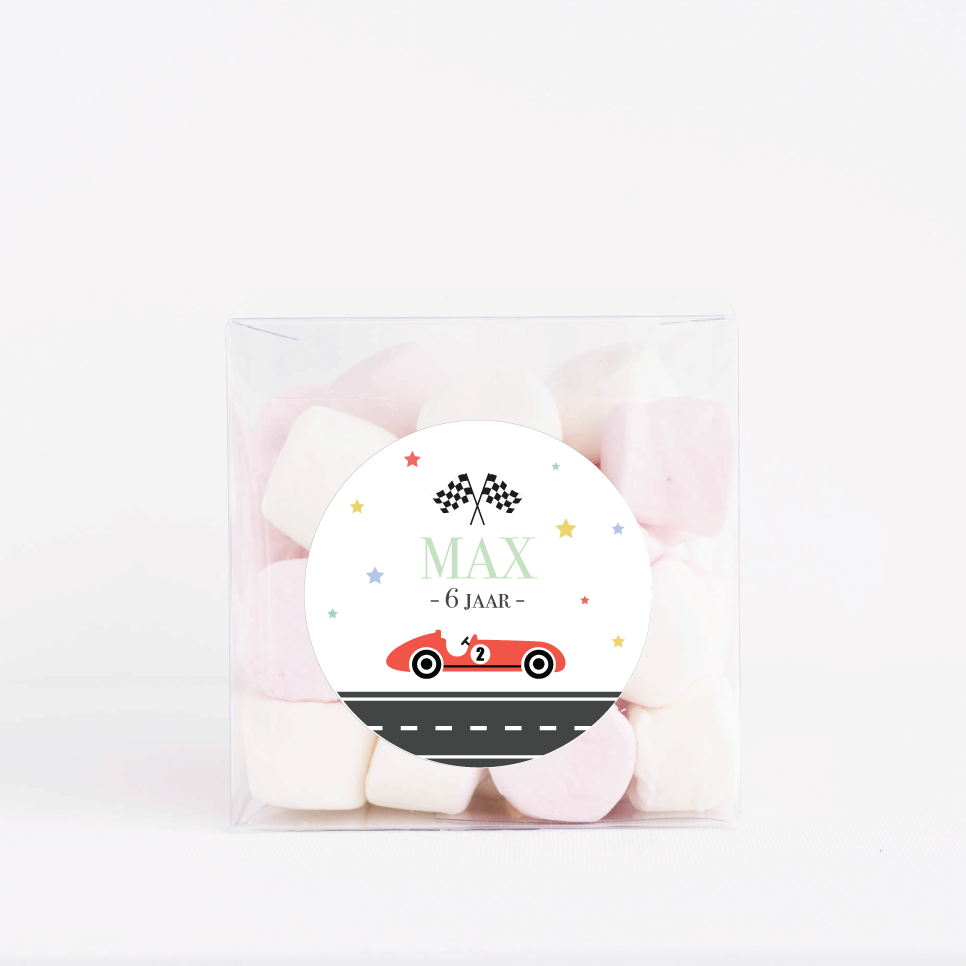 Traktatiedoosje gepersonaliseerd race auto (5st)
