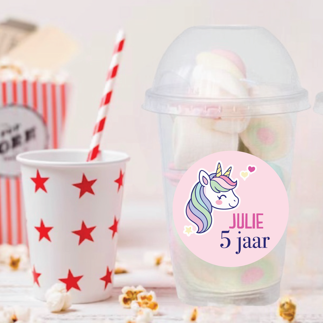 Schooltraktatie bekers groot Unicorn (5st)