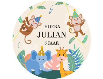 Etiket rond Safari Animals (5st)
