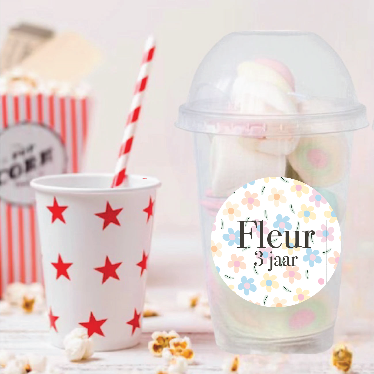 Schooltraktatie bekers groot Daisy Pastel (5st)