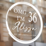 Raamsticker verjaardag OMG leeftijd