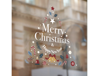 Raamsticker Kerstboom icoontjes (herbruikbaar)