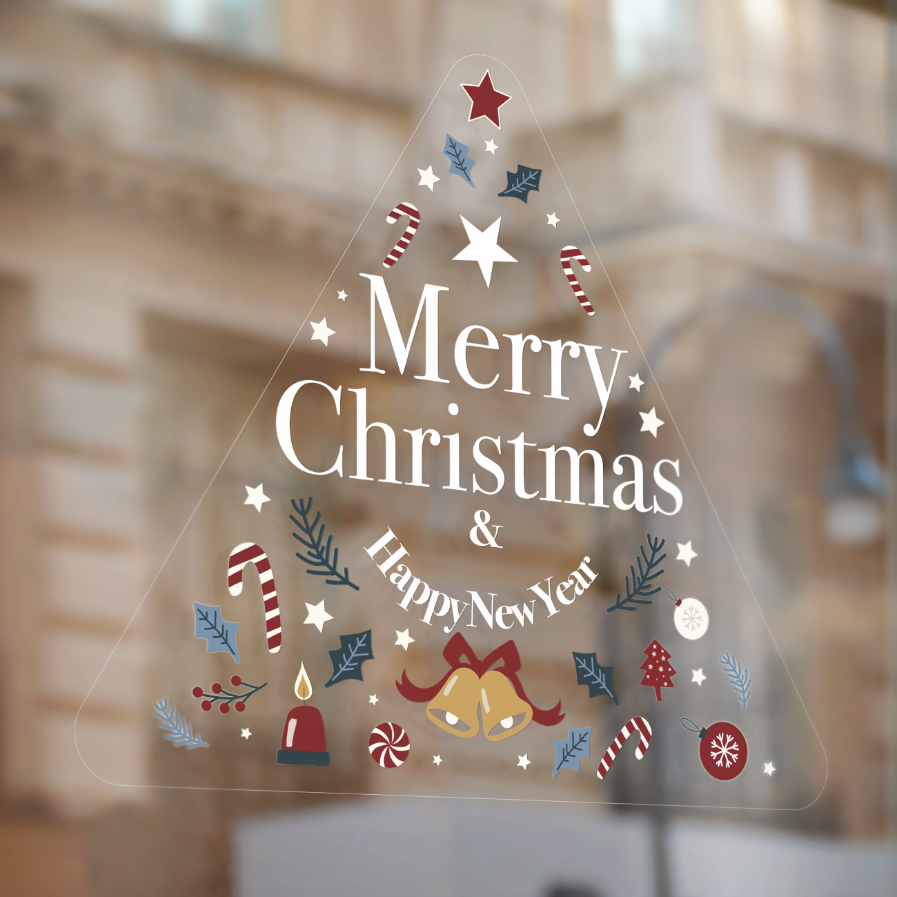 Raamsticker Kerstboom icoontjes (herbruikbaar)