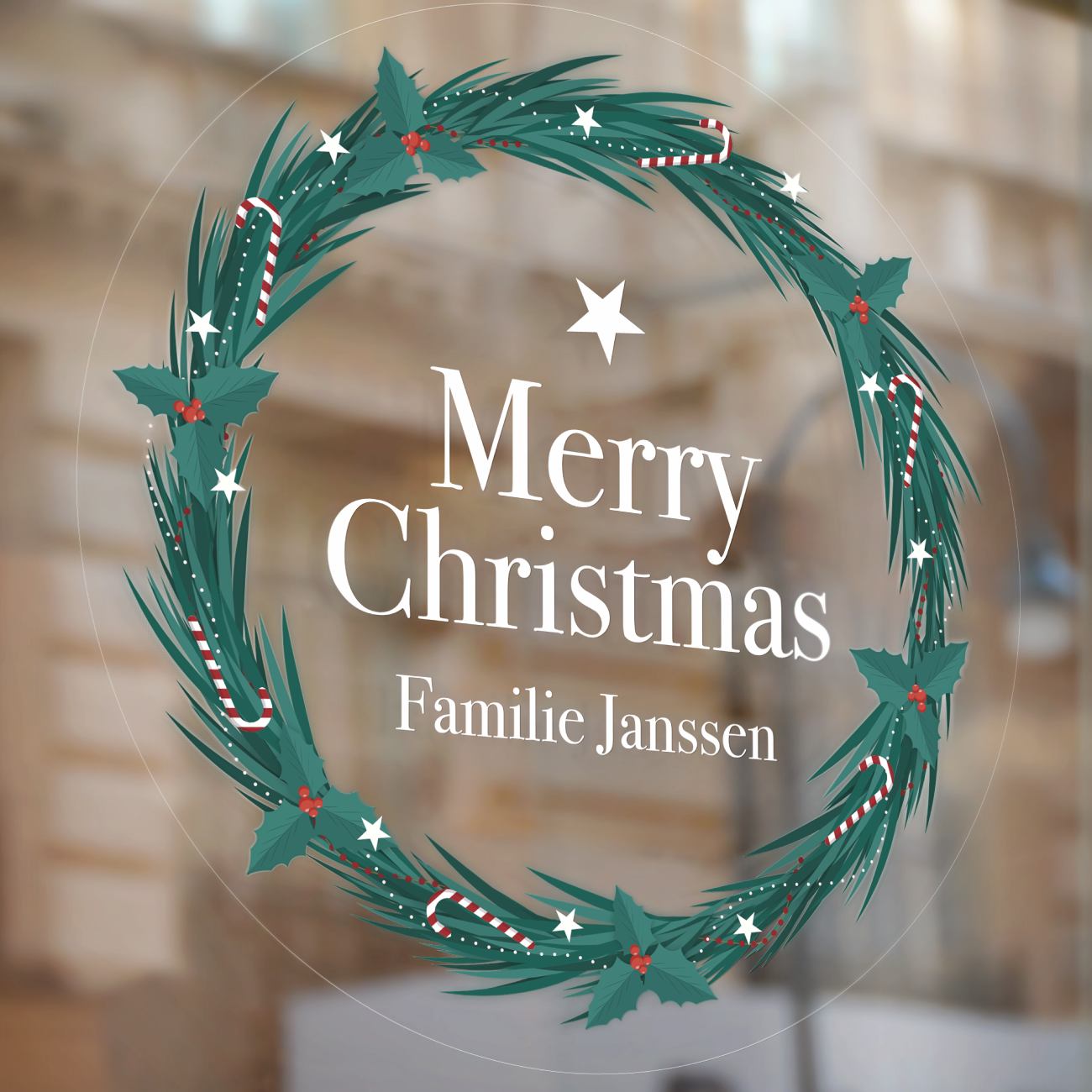 Raamsticker Kerstkrans (herbruikbaar)