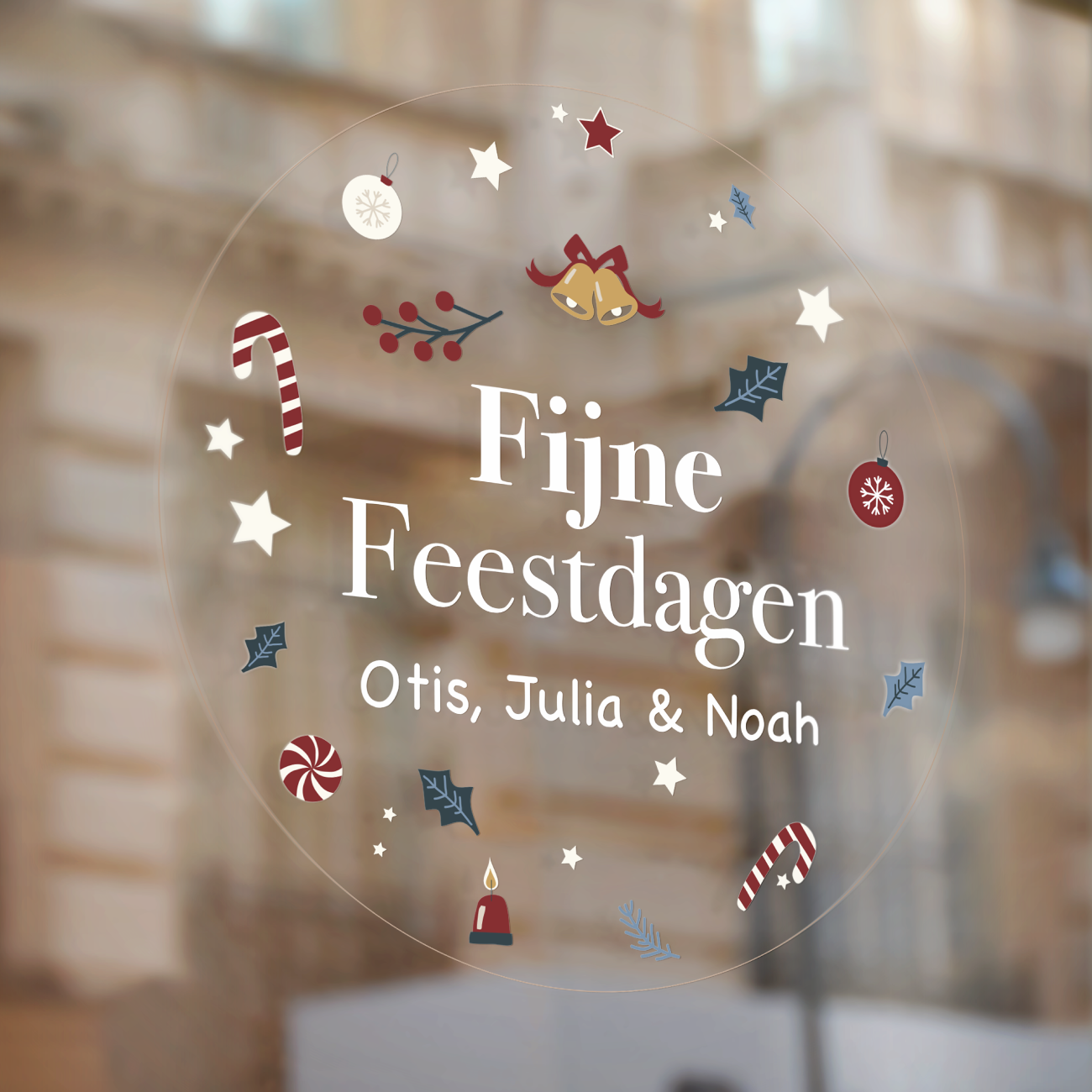 Raamsticker Kerst Fijne Feestdagen (herbruikbaar)