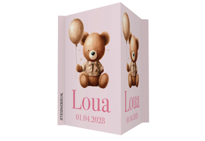 Geboortebord XL met beer roze