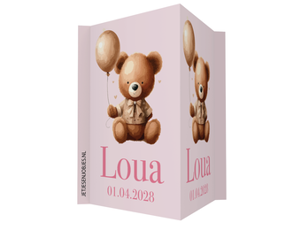 Geboortebord XL met beer roze