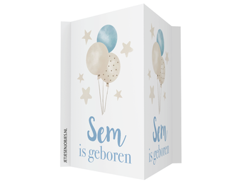 Geboortebord ballonnen blauw