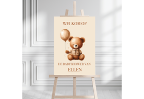Welkomstbord Babyshower Beer – gepersonaliseerd met naam – babyshower decoratie