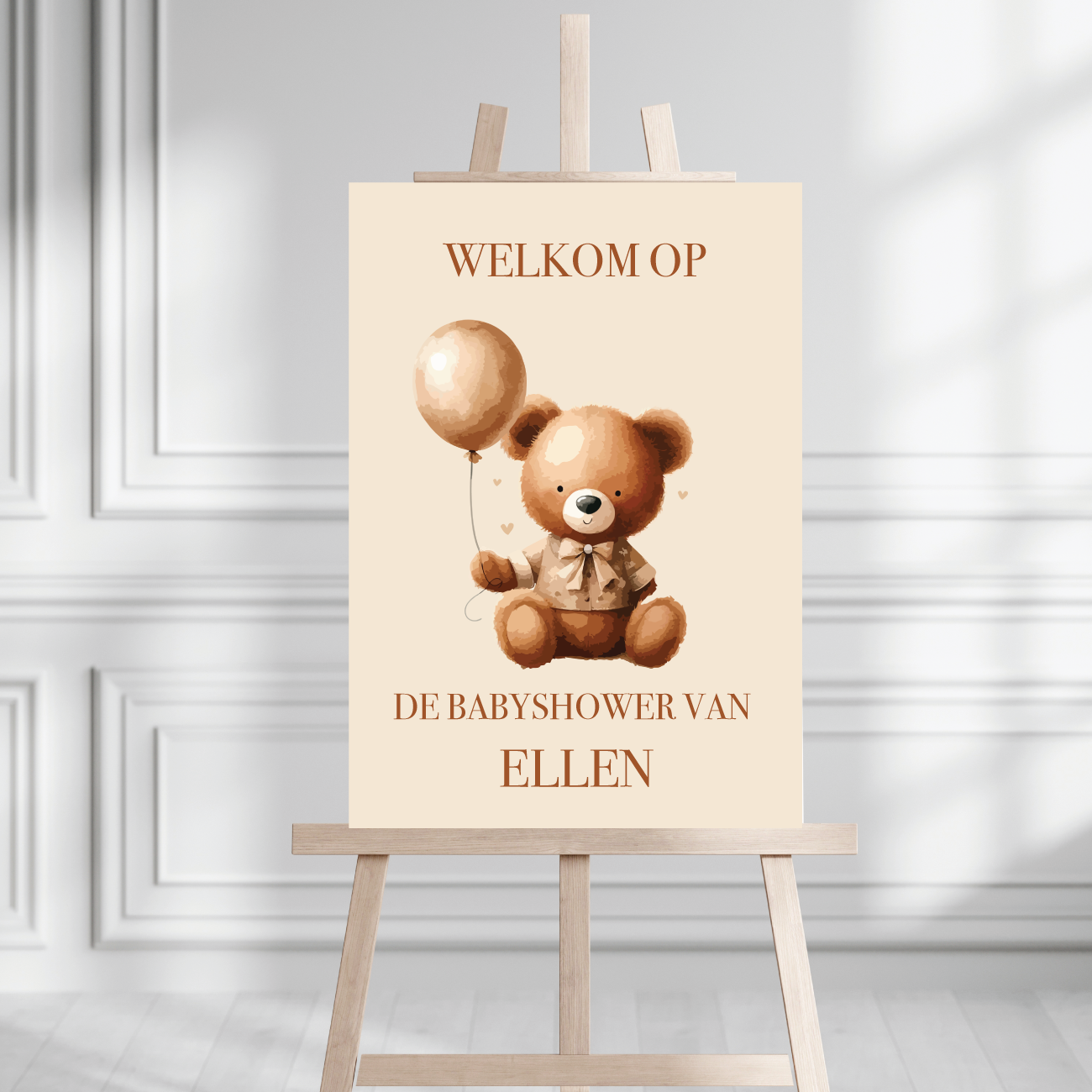Welkomstbord Babyshower Beer – gepersonaliseerd met naam – babyshower decoratie
