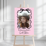 Sweet 16 Welkomstbord strik zwart en foto