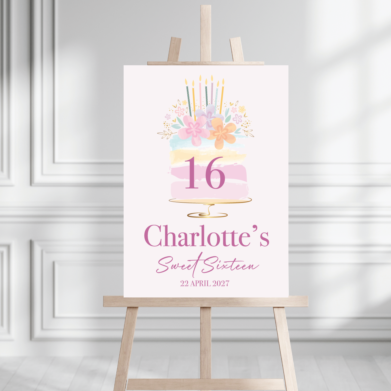 Sweet 16 Welkomstbord Taart