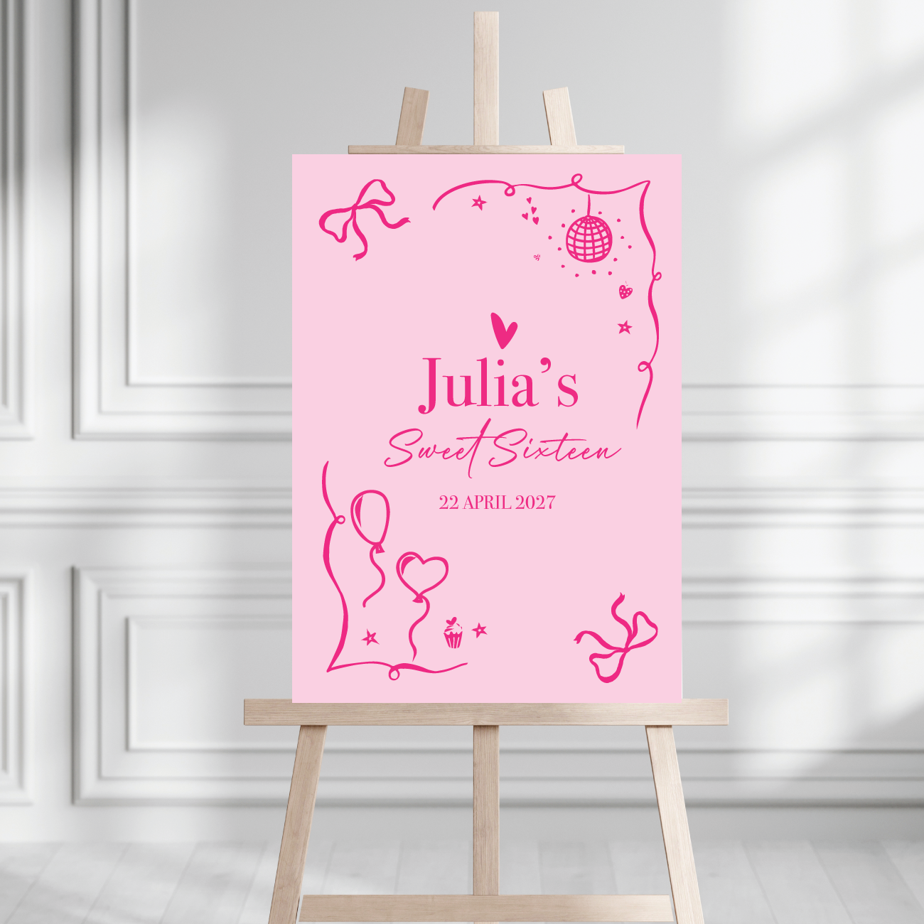 Sweet 16 Welkomstbord  Strikken Roze