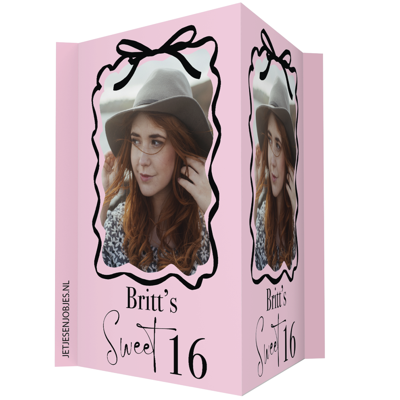 Sweet 16 Raambord XL Strik zwart met foto