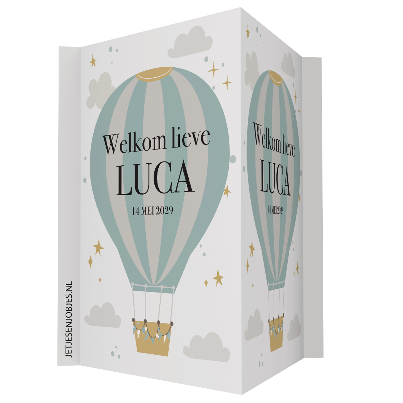 Geboortebord XL luchtballon blauw